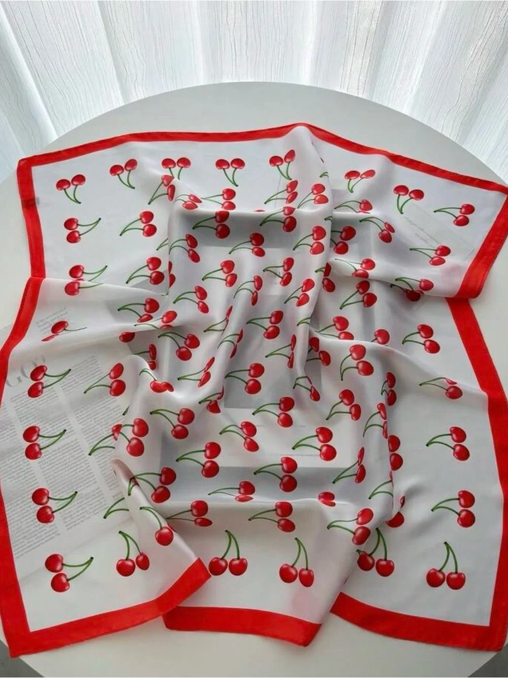 Red Cherry Print Women's Scarf